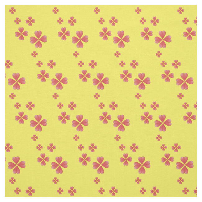 Watercolor Heart Flowers Print Yellow Fabric Watercolor Heart Flowers Print Yellow Fabric
