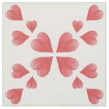 Watercolor Hearts Mirrored Design On White Fabric