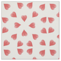 Watercolor Hearts On White, Tossed Print Fabric