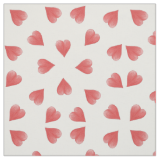 Watercolor Hearts On White, Tossed Print Fabric