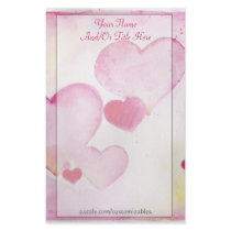 Watercolor Hearts Stationery by Customizables Watercolor Hearts Stationery