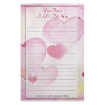 Watercolor Hearts Stationery by Customizables Watercolor Hearts Stationery