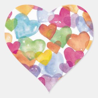 Watercolor Hearts Stickers