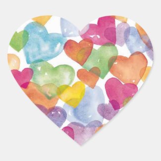 Watercolor Hearts Stickers