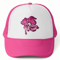 "Watercolor Hibiscus" Trucker Cap in pink hats by DriveIndustries "Watercolor Hibiscus" Trucker Cap in pink hats
