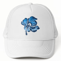 "Watercolor Hibiscus" Trucker Cap in wht hats by DriveIndustries "Watercolor Hibiscus" Trucker Cap in wht hats