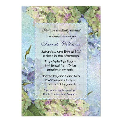 Watercolor Hydrangea Bridal Shower 5x7 Paper Invitation Card Zazzle