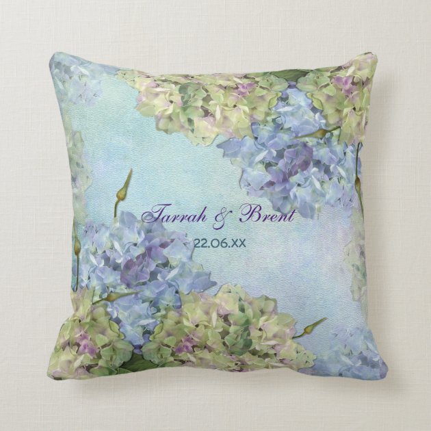 Watercolor Hydrangea Floral Pillow