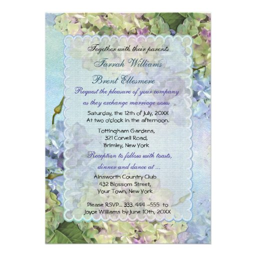 Watercolor Hydrangea Floral Wedding Custom Announcement