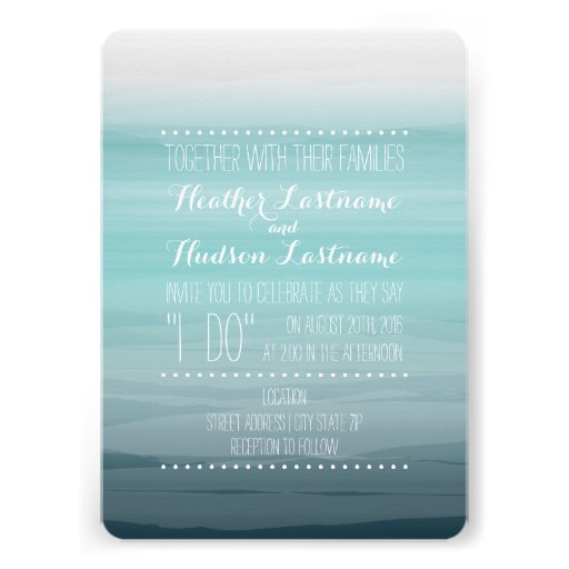 Watercolor Inspired Ombre Wedding - Teal Personalized Invites