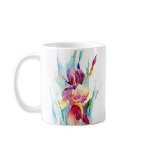 Watercolor Iris Design Coffee Mugs