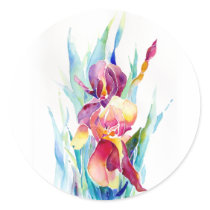 Watercolor Iris Design Sticker