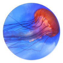 Watercolor Jellyfish Round Sticker
