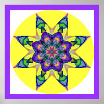 Watercolor Kaleidoscopic Mandala Design 4 Print