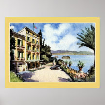 Watercolor Lake Maggiore Stresa Hotel Simplon Print
