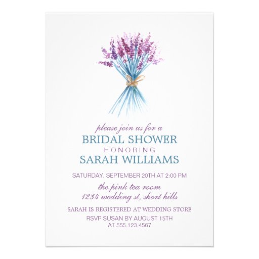 Watercolor Lavender Bridal Shower Personalized Invites