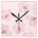 Watercolor Light Pink Cherry Blossom Wall Clock