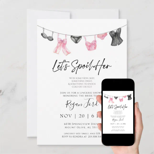 Watercolor Lingerie Party Invitation Zazzle