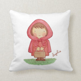 Watercolor Little Red Riding Hood Girls Room Decor Pillow