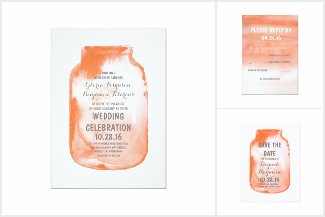 Watercolor Mason Jar Rustic Wedding Collection