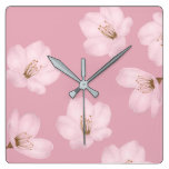 Watercolor Mauve Cherry Blossom Wall Clock