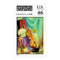 Watercolor Music Postage Stamp