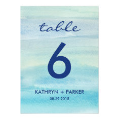Watercolor Ocean Double-Sided Table Number Card Custom Invitations
