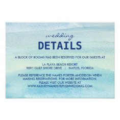 Watercolor Ocean Wedding Enclosure Card Custom Invitations