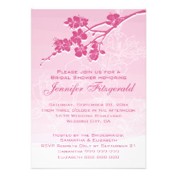 Watercolor Ombre Pink Spring Blossom Bridal Shower Custom Invitations
