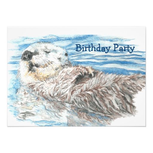 Watercolor Otter Animal BIRTHDAY Fun PARTY Invite