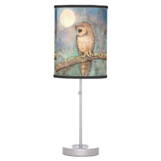 Watercolor Owl Wildlife Art Table Lamps