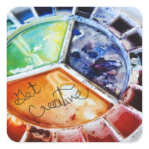 Watercolor Paint Palette Stickers - "Get Creative"