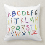 Watercolor Painted Alphabet Pillow  Colorful