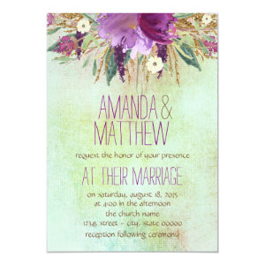 Watercolor Painted Flower Wedding 5x7 Paper Invitation Card