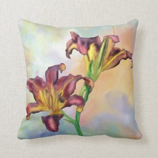 Watercolor Painted Lily Throw Pillow