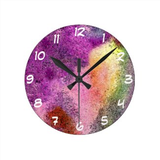 Watercolor painted Rice Paper Round Wall Clock