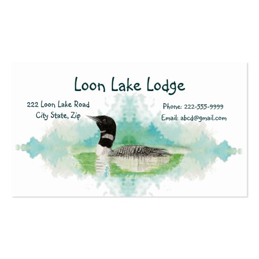 Watercolor Painting Loon, Wilderness Bird Business Card Templates (front side)