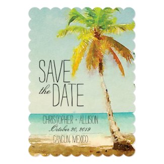 Watercolor Palm Tree | Save the Date 5" X 7" Invitation Card