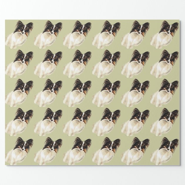 Watercolor Papillon Dog Pet Cute Animal  Art Wrapping Paper