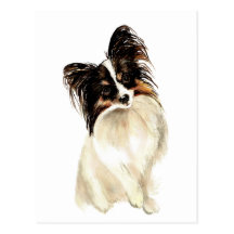 Watercolor Papillon Dog, Pet Postcards