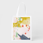 Watercolor patterned reusable shopping bag grocery bag