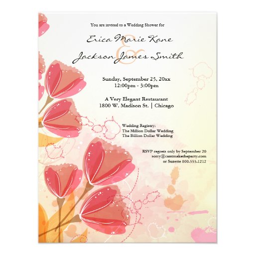 Watercolor Peach Tulip Wedding Shower Invite