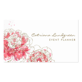 Watercolor Peonies Chic Business Card