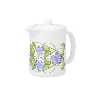 Watercolor Periwinkle Blooms teapot