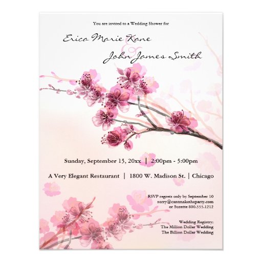 Watercolor Pink Hibiscus Wedding Shower Invite