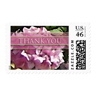 Watercolor Pink Hydrangea-Thank You-Medium Postage stamp