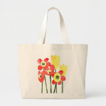 Watercolor POPPIES and TULIPS jumbo canvas tote Tote Bags