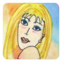 Watercolor Portrait of a Blond Stickers