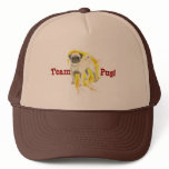 zaz_trucker_hat - Original watercolor by CRS, a super cute pug dog with a flurry of warm watercolor activity surrounding.: Sizes  Available colors: tan_brown