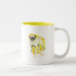 twotone_mug - Original watercolor by CRS, a super cute pug dog with a flurry of warm watercolor activity surrounding.: Sizes  Available colors: yellow